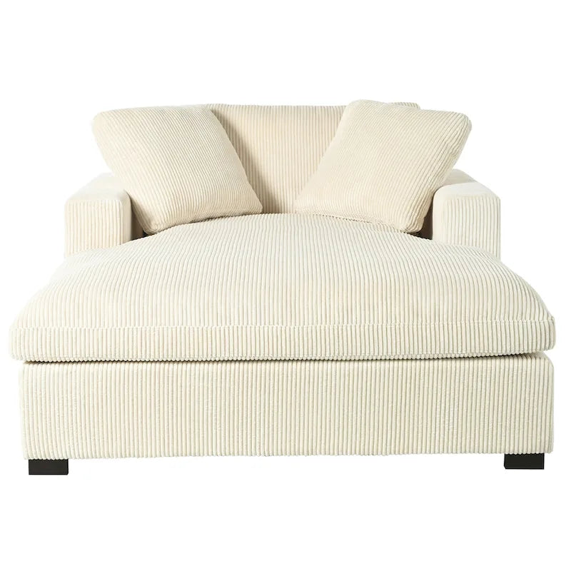 53.5 Chaise Lounge Chair with Solid Wood Legs and Comfort Pillows