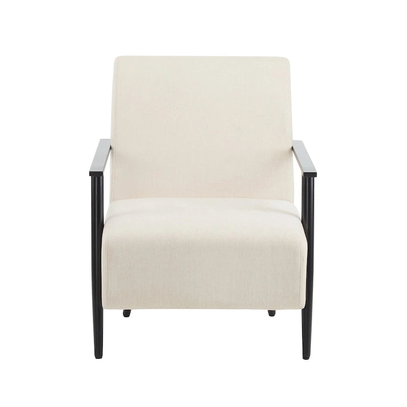 26.38 Modern Beige Lounge Chair with Polyester Upholstery and Sturdy Metal Frame, Ideal for Living Room, Bedroom, or Office