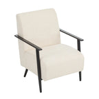 26.38 Modern Beige Lounge Chair with Polyester Upholstery and Sturdy Metal Frame, Ideal for Living Room, Bedroom, or Office