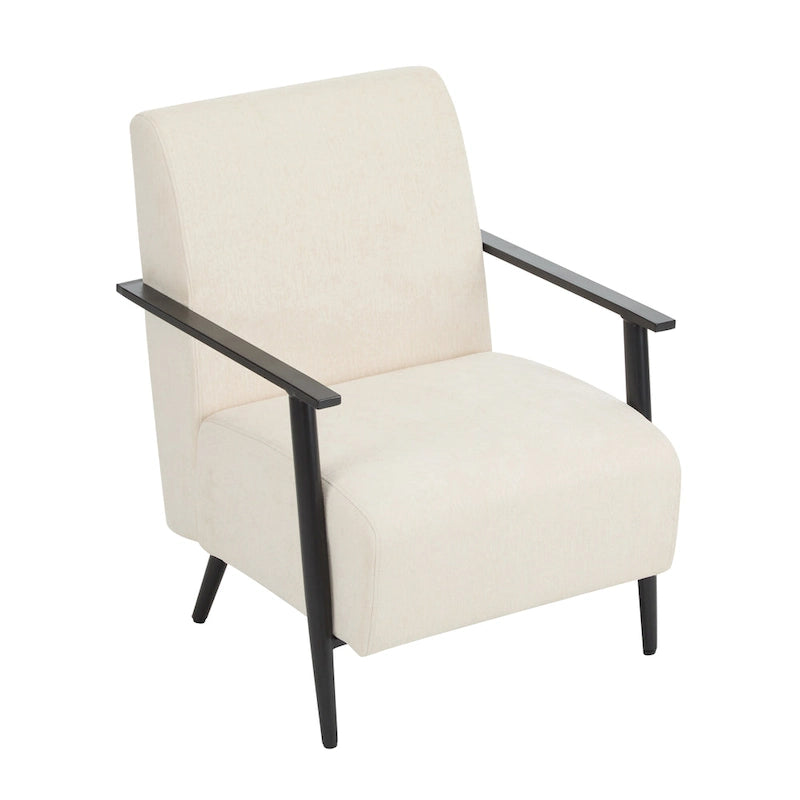 26.38 Modern Beige Lounge Chair with Polyester Upholstery and Sturdy Metal Frame, Ideal for Living Room, Bedroom, or Office