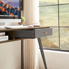 Mid Century Desk with USB Ports and Power Outlet, Modern Writing Study Desk with Drawers,Home Office Computer Desk