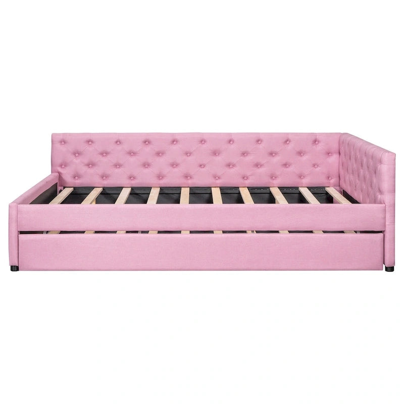 Full XL Solid Wood Platform Bed with Twin XL Trundle, Pine Frame