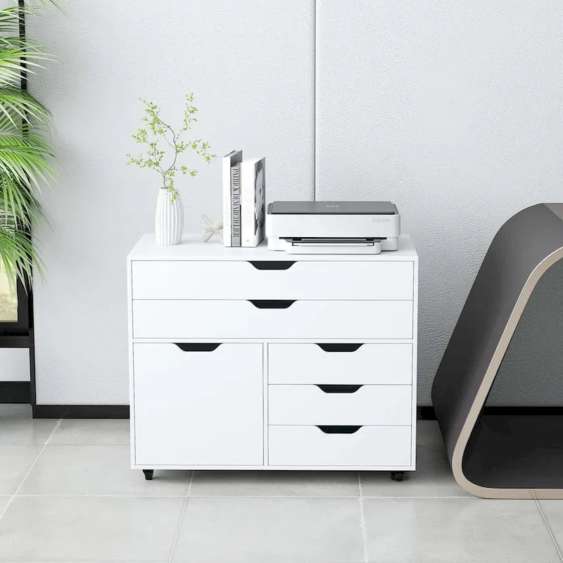 5-Drawer File Cabinet Mobile Chest of Drawers with Side - See Details