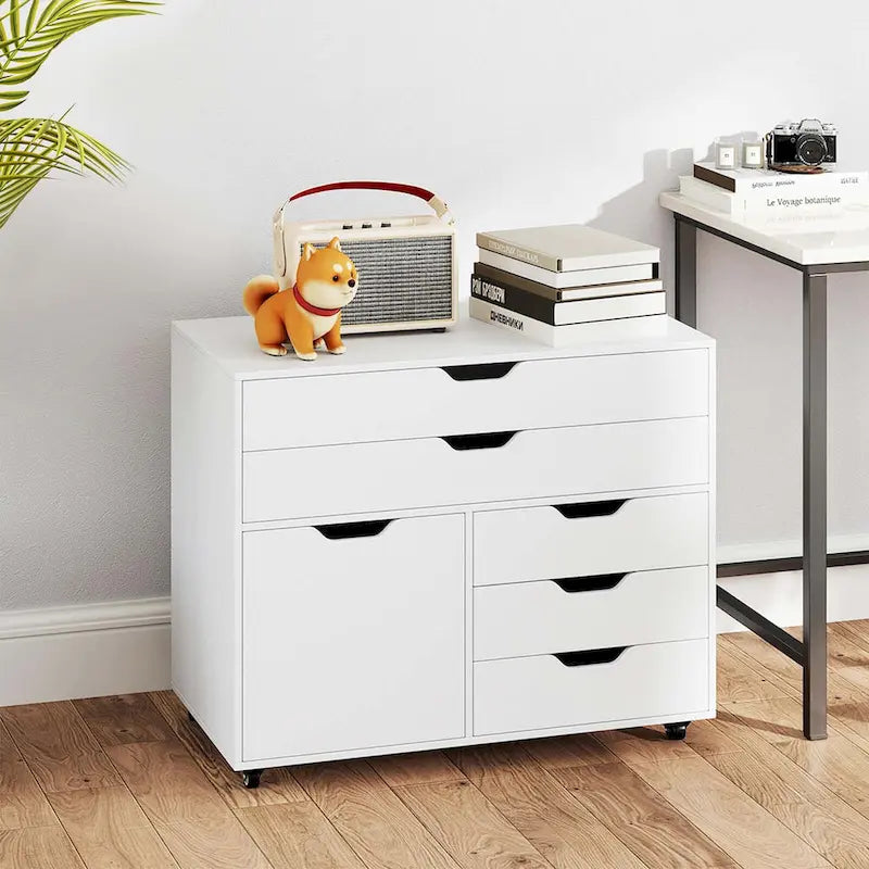 5-Drawer File Cabinet Mobile Chest of Drawers with Side - See Details