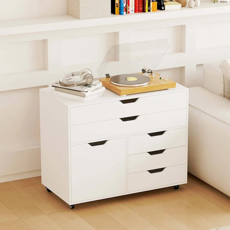 5-Drawer File Cabinet Mobile Chest of Drawers with Side - See Details