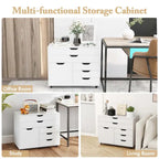 5-Drawer File Cabinet Mobile Chest of Drawers with Side - See Details