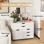 5-Drawer File Cabinet Mobile Chest of Drawers with Side - See Details
