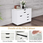 5-Drawer File Cabinet Mobile Chest of Drawers with Side - See Details