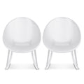 Set of 2 Mid-Century Modern Plastic Rocking Lounge Chair Plastic Legs with Breathable Egg Shaped Seat for Indoor/Outdoor