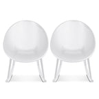 Set of 2 Mid-Century Modern Plastic Rocking Lounge Chair Plastic Legs with Breathable Egg Shaped Seat for Indoor/Outdoor