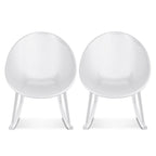 Set of 2 Mid-Century Modern Plastic Rocking Lounge Chair Plastic Legs with Breathable Egg Shaped Seat for Indoor/Outdoor