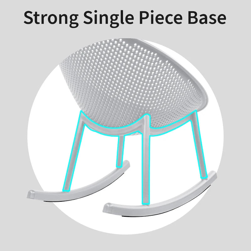 Set of 2 Mid-Century Modern Plastic Rocking Lounge Chair Plastic Legs with Breathable Egg Shaped Seat for Indoor/Outdoor