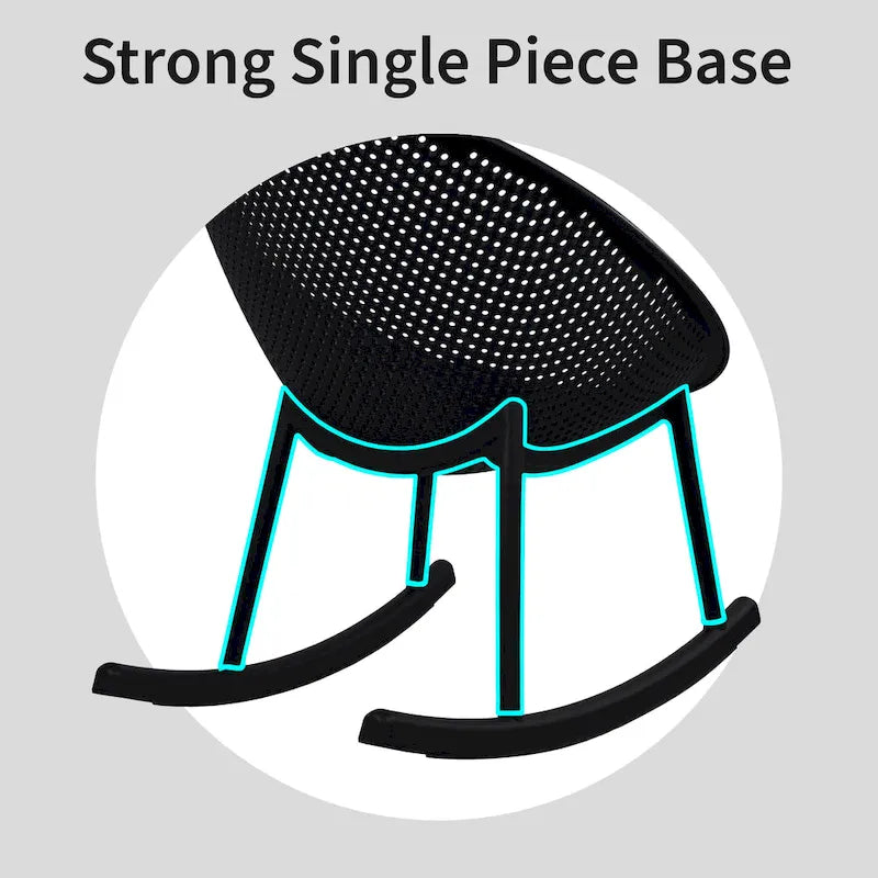 Set of 2 Mid-Century Modern Plastic Rocking Lounge Chair Plastic Legs with Breathable Egg Shaped Seat for Indoor/Outdoor