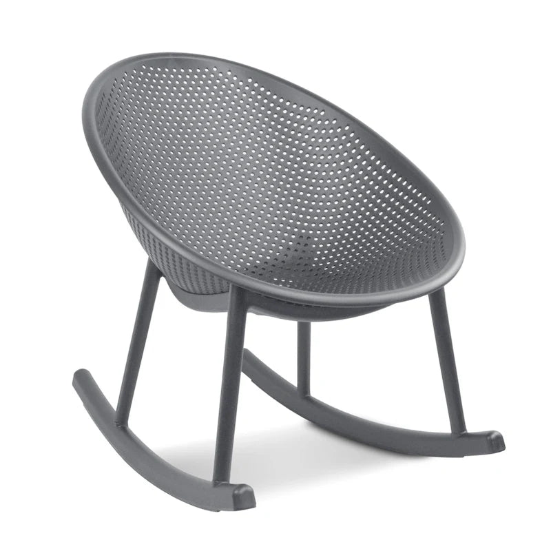 Set of 2 Mid-Century Modern Plastic Rocking Lounge Chair Plastic Legs with Breathable Egg Shaped Seat for Indoor/Outdoor