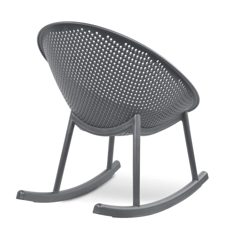 Set of 2 Mid-Century Modern Plastic Rocking Lounge Chair Plastic Legs with Breathable Egg Shaped Seat for Indoor/Outdoor