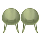 Set of 2 Mid-Century Modern Plastic Rocking Lounge Chair Plastic Legs with Breathable Egg Shaped Seat for Indoor/Outdoor