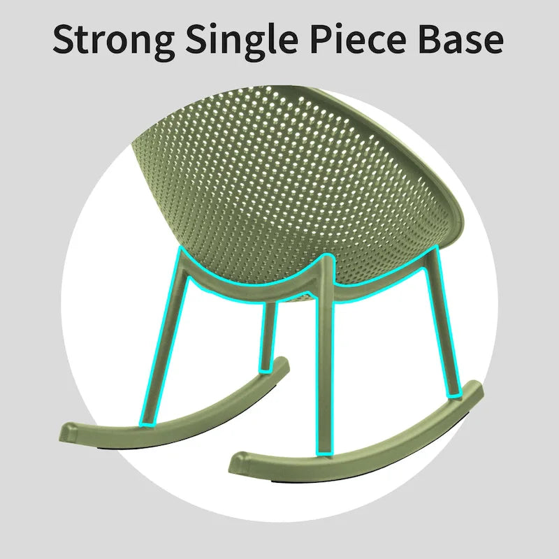 Set of 2 Mid-Century Modern Plastic Rocking Lounge Chair Plastic Legs with Breathable Egg Shaped Seat for Indoor/Outdoor