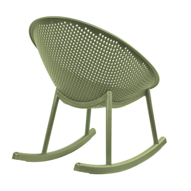 Set of 2 Mid-Century Modern Plastic Rocking Lounge Chair Plastic Legs with Breathable Egg Shaped Seat for Indoor/Outdoor