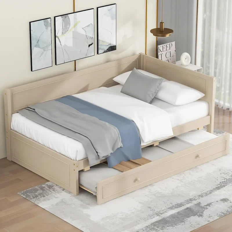 Twin Size Wood Daybed with Trundle/Drawers
