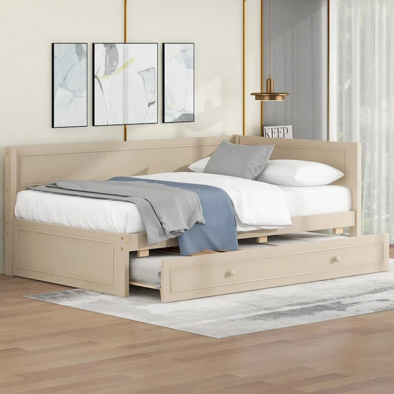 Twin Size Wood Daybed with Trundle/Drawers