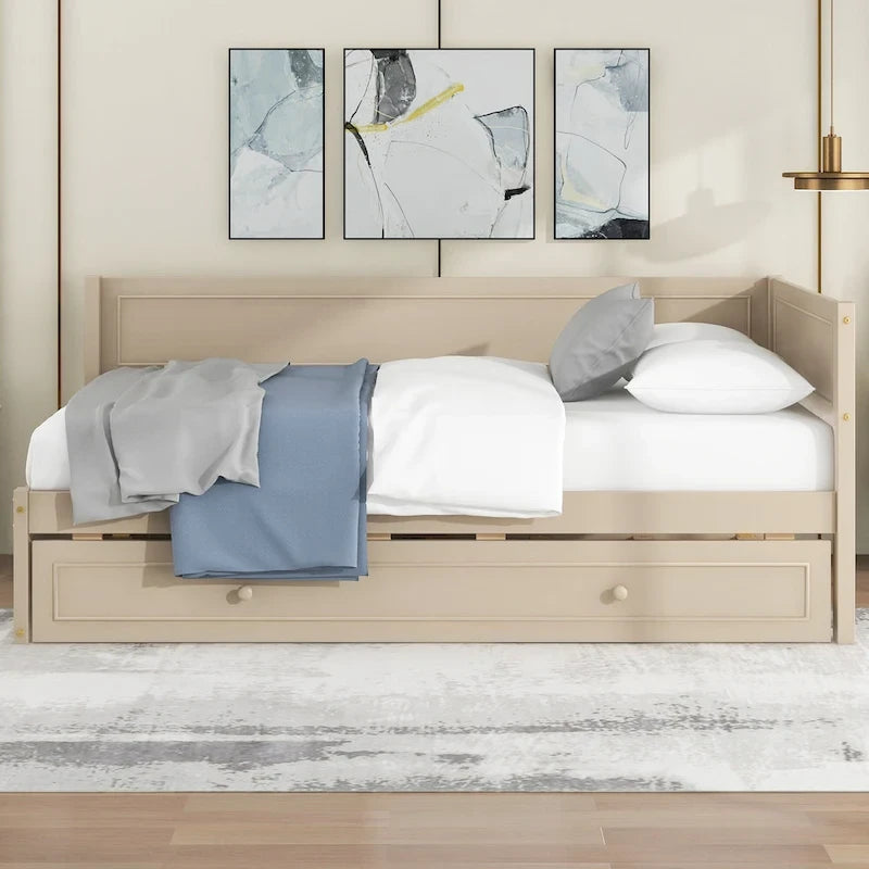 Twin Size Wood Daybed with Trundle/Drawers