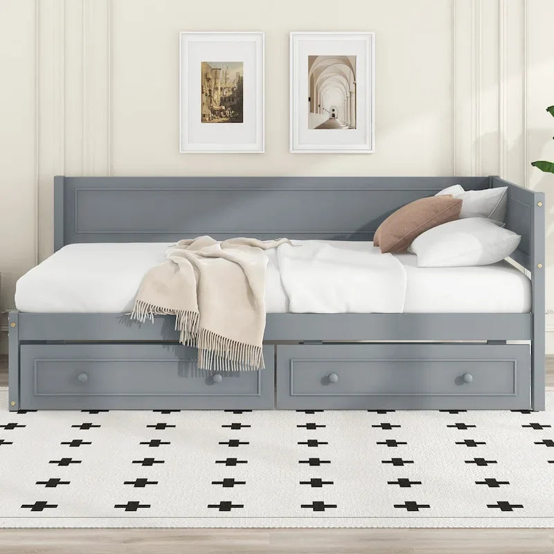 Twin Size Wood Daybed with Trundle/Drawers
