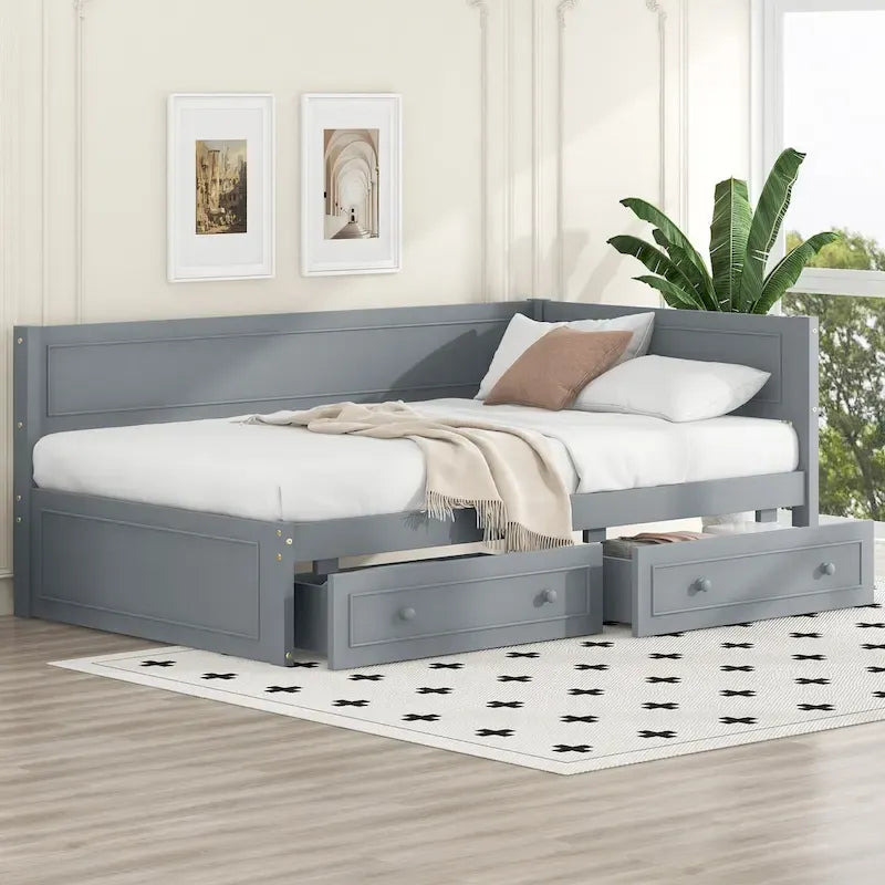 Twin Size Wood Daybed with Trundle/Drawers