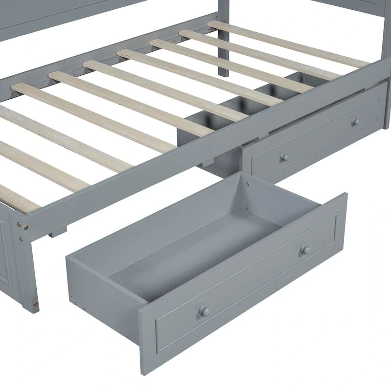 Twin Size Wood Daybed with Trundle/Drawers