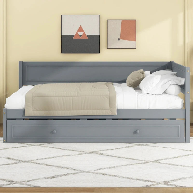 Twin Size Wood Daybed with Trundle/Drawers