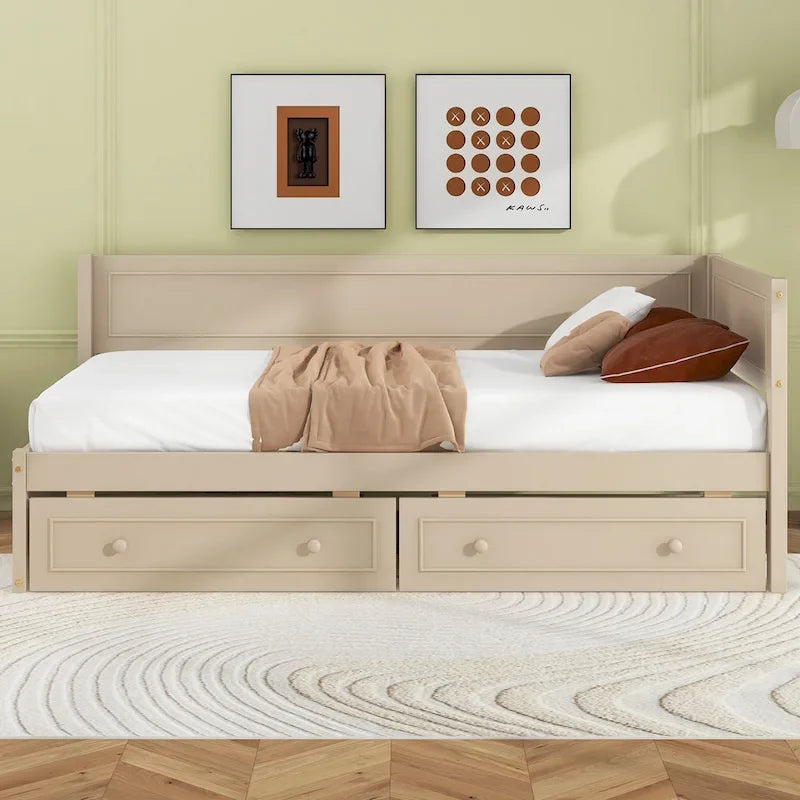 Twin Size Wood Daybed with Trundle/Drawers