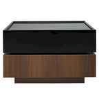 Multifunctional Square 360 Rotating Coffee Table 2-Tier Center Table with 2 Drawers and Rotating Tabletop, for Living Room