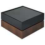 Multifunctional Square 360 Rotating Coffee Table 2-Tier Center Table with 2 Drawers and Rotating Tabletop, for Living Room