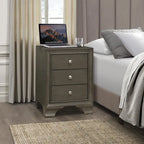 Transitional Wooden Nightstand, Bedside Storage with USB Ports, Living Room Side Table with Drawers, Sofa Table