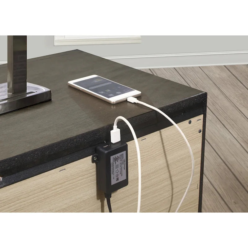 Transitional Wooden Nightstand, Bedside Storage with USB Ports, Living Room Side Table with Drawers, Sofa Table