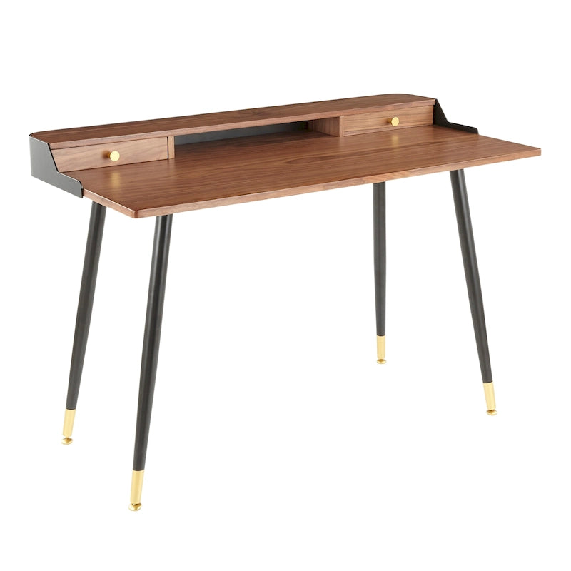 Creggan Mid-Century Modern Black Metal & Wood Office Desk