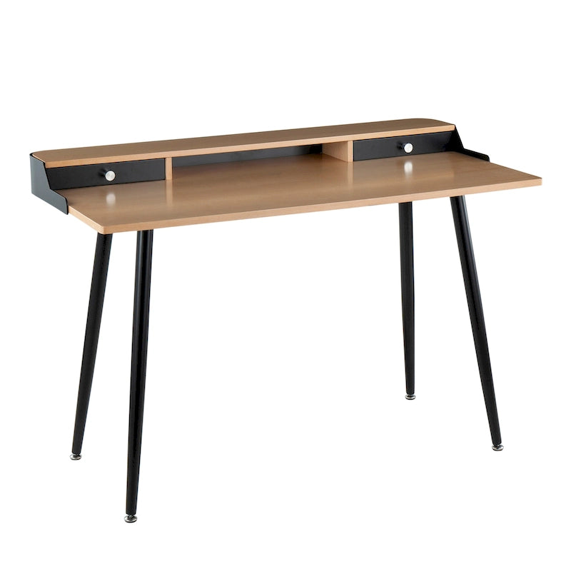 Creggan Mid-Century Modern Black Metal & Wood Office Desk