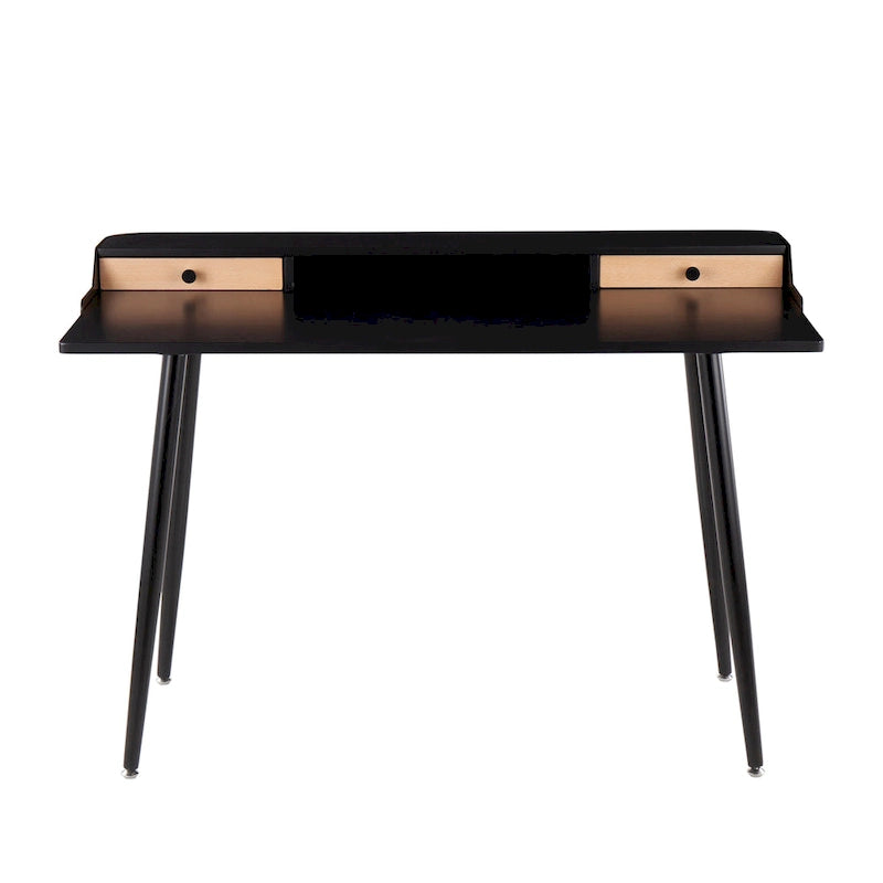 Creggan Mid-Century Modern Black Metal & Wood Office Desk