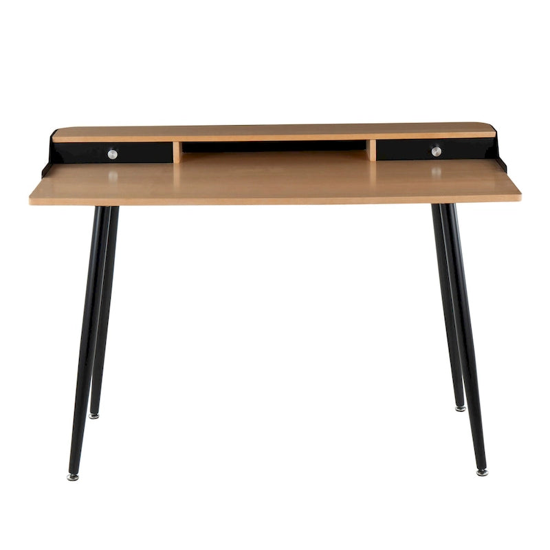 Creggan Mid-Century Modern Black Metal & Wood Office Desk