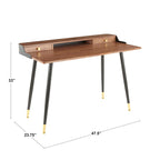 Creggan Mid-Century Modern Black Metal & Wood Office Desk