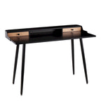 Creggan Mid-Century Modern Black Metal & Wood Office Desk