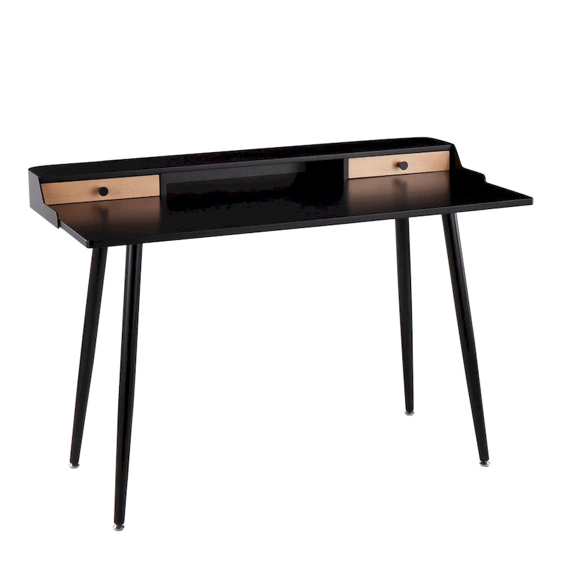 Creggan Mid-Century Modern Black Metal & Wood Office Desk