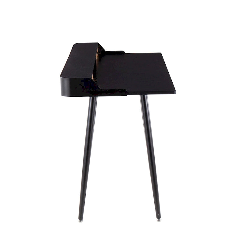 Creggan Mid-Century Modern Black Metal & Wood Office Desk