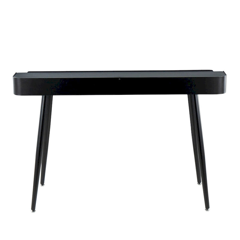 Creggan Mid-Century Modern Black Metal & Wood Office Desk