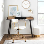 Creggan Mid-Century Modern Black Metal & Wood Office Desk