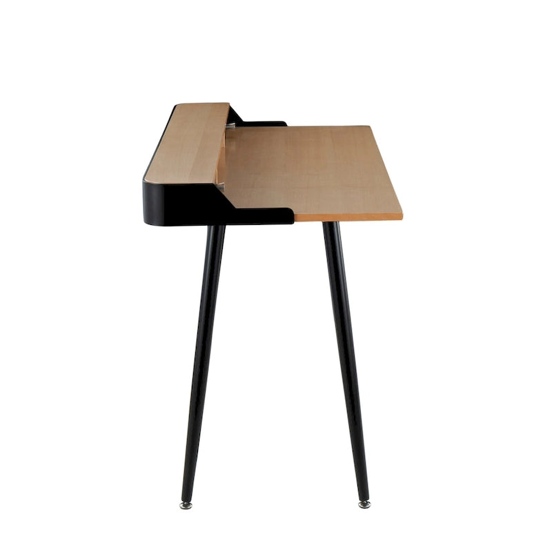 Creggan Mid-Century Modern Black Metal & Wood Office Desk