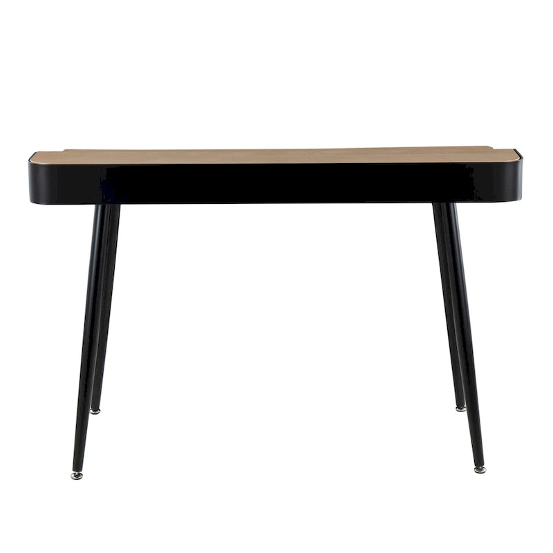 Creggan Mid-Century Modern Black Metal & Wood Office Desk