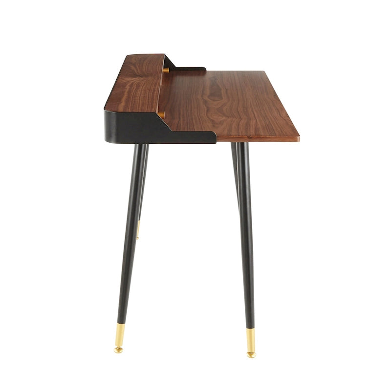 Creggan Mid-Century Modern Black Metal & Wood Office Desk