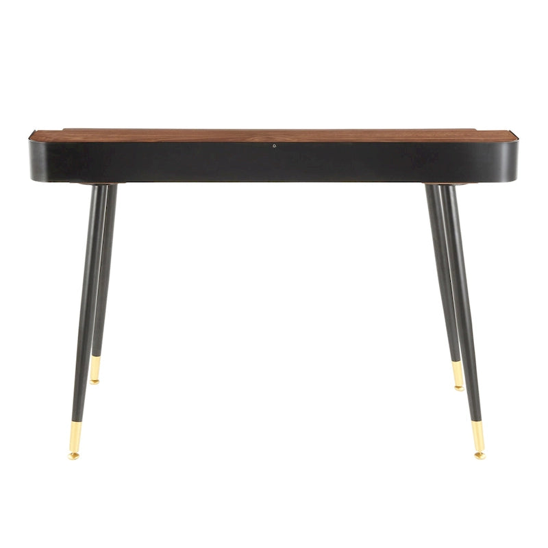Creggan Mid-Century Modern Black Metal & Wood Office Desk