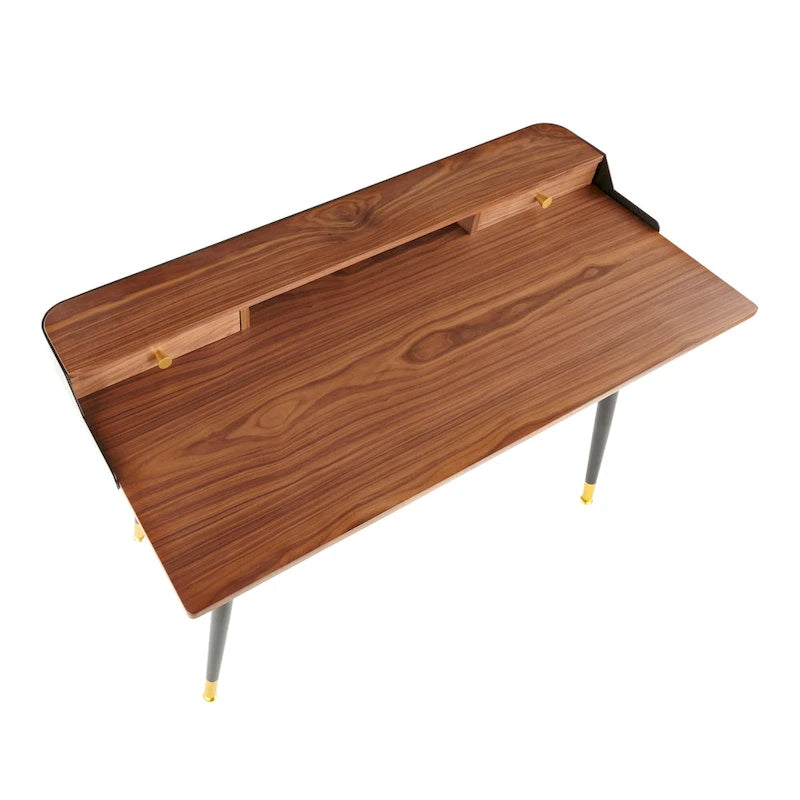 Creggan Mid-Century Modern Black Metal & Wood Office Desk