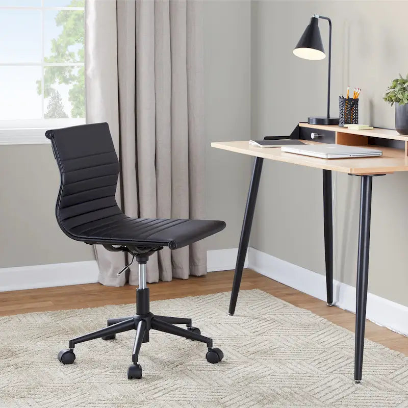 Creggan Mid-Century Modern Black Metal & Wood Office Desk